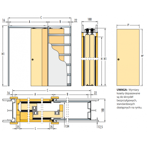 Kaseta ECLISSE teleskopowa pojedyncza G-K 180