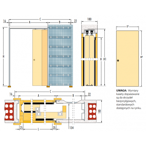 Kaseta ECLISSE teleskopowa pojedyncza TYNK 180