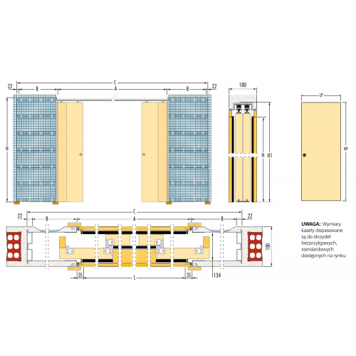 Kaseta ECLISSE teleskopowa podwójna TYNK 180