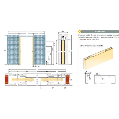 Kaseta ECLISSE SYNTESIS LUCE podwójna TYNK 150