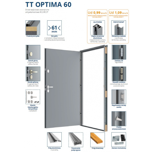 GERDA drzwi RC2N TT OPTIMA 60 NS9 MILANO 12