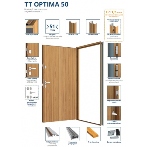 GERDA drzwi RC2 TT OPTIMA 50 TMMA TOKIO 2A