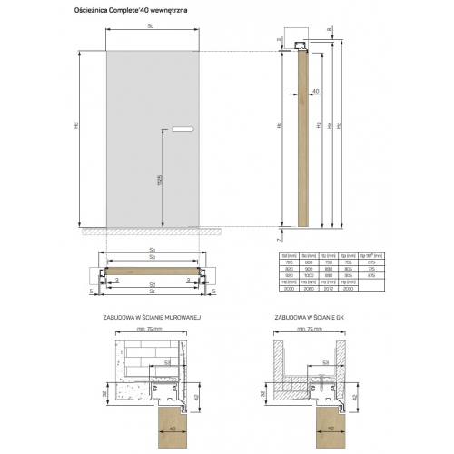 LEON drzwi niewidoczne COMPLETE WHITE RAL 9003 (plaster miodu)