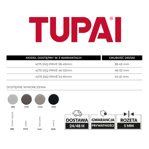 Klamka Tupai 4275 5SQ-96 Privé z przyciskiem