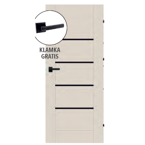 drzwi przylgowe DEVENTE PORTO pokój - czarna szyba (szybka realizacja)