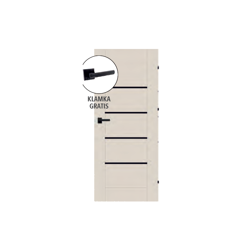 drzwi przylgowe DEVENTE PORTO pokój - czarna szyba (szybka realizacja)