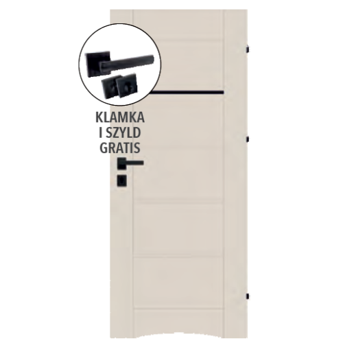 drzwi przylgowe DEVENTE PORTO wc - czarna szyba (szybka realizacja)